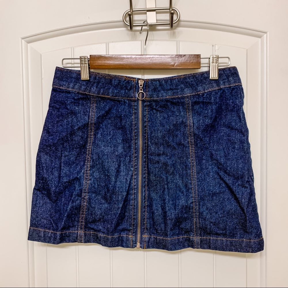 Altar’d State Dark Wash Zip Jean Mini Skirt
